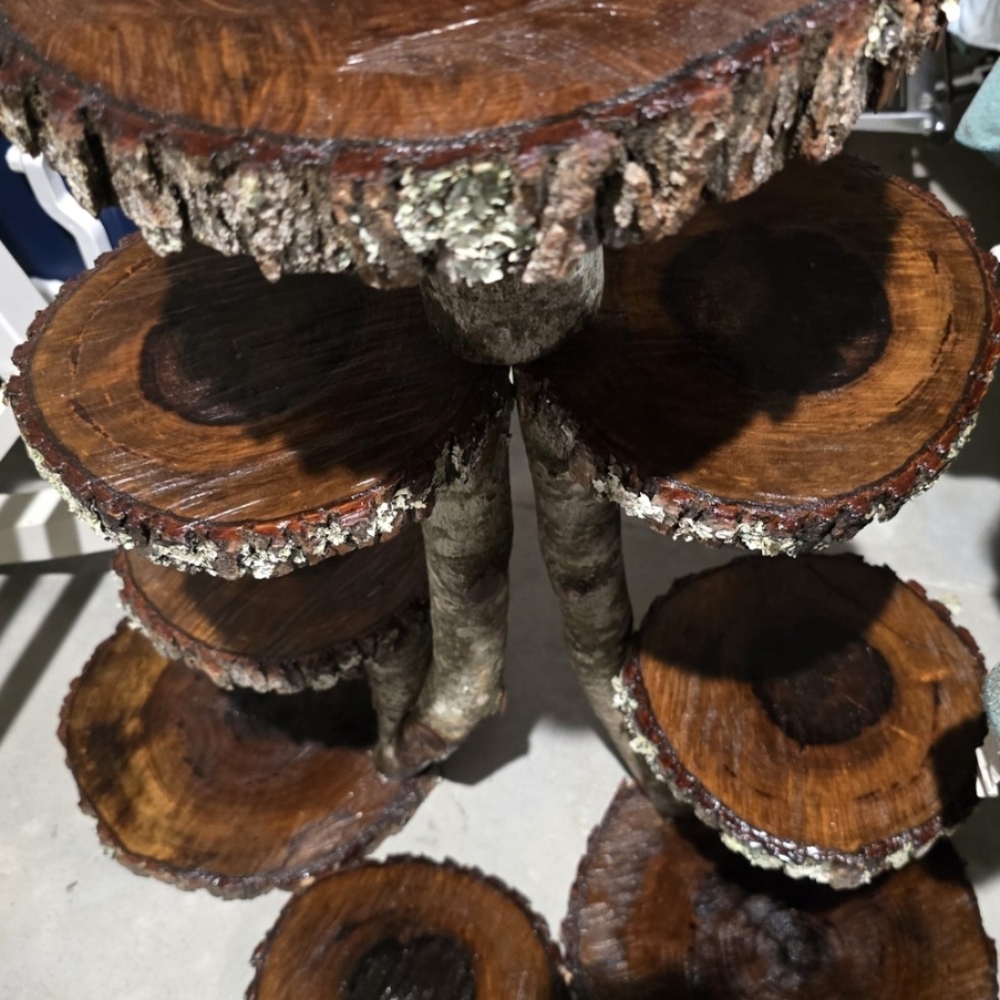 Rustic Wooden Tree Slice Stand